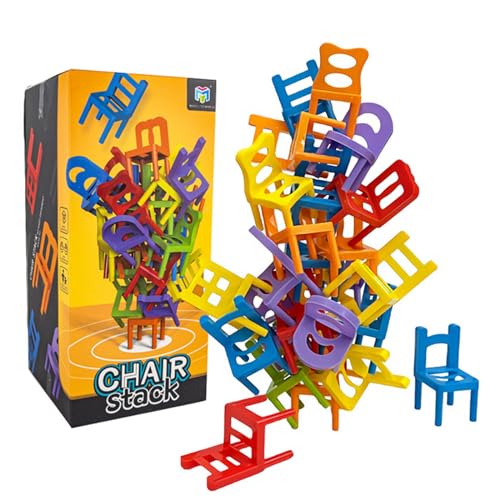 OFGAOO 42 Teile Stapelstuhl-Spiel, Mini Stuhl Balance Blöcke Spielzeug Stapelspiel Stuhl auf Stuhl Stapeln Spiel Stapelstühle Stapelturm Spiel Geschicklichkeitsspiel Balance Spielzeug von OFGAOO