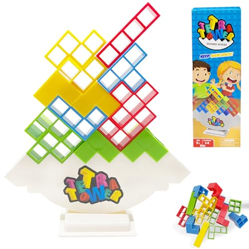 OFGAOO Tetra Tower Spiel, 48pcs Kreative Stapelspiel Spielzeug Stapeln Spielzeug für Kinder Balance Spielzeug Tower Game Tetris Spiel Lustige Stapelspiel Geschenke für Jungen und Mädchen von OFGAOO