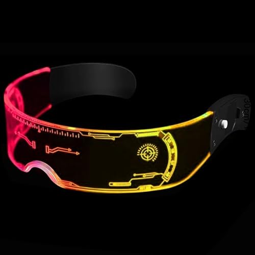 OFKPO LED Leuchtende Brille, Futuristische Visierbrille, Neonbrille Party, leuchtet im Dunkeln für Erwachsene Rave Party Set von OFKPO