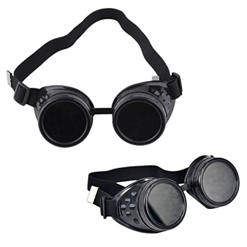 OFKPO Steampunk Sonnenbrillen,Vintage Goggles Brille Motorradbrille Cosplay Brille(Schwarz) von OFKPO
