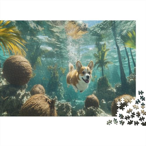 Corgi Puzzles1000 Teile, Puzzle Für Erwachsene, Geschicklichkeitsspiel Für Die Ganze Familie, Klassische Puzzle,Geburtstagsgeschenk Erwachsenen Puzzlespiel Puzzel 1000pcs (75x50cm) von OFLAMIRUX