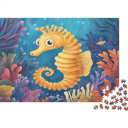 Seepferdchen Puzzle Cartoon Puzzel 1000pcs Für Erwachsene Lernspiel Lernspiel Herausforderung Spielzeug 1000 Teile Für Erwachsene Und Kinder Ab 14 Jahren 1000pcs (75x50cm) von OFLAMIRUX