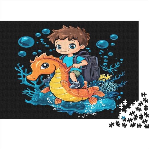 Seepferdchen Puzzle Cartoon Puzzel 1000pcs Für Erwachsene Lernspiel Lernspiel Herausforderung Spielzeug 1000 Teile Für Erwachsene Und Kinder Ab 14 Jahren 1000pcs (75x50cm) von OFLAMIRUX