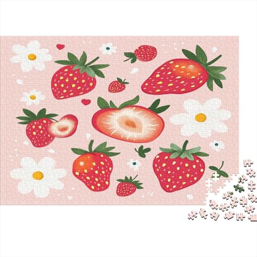 Süße Erdbeere Puzzle Erdbeeren Puzzel 1000pcs Für Erwachsene Lernspiel Lernspiel Herausforderung Spielzeug 1000 Teile Für Erwachsene Und Kinder Ab 14 Jahren 1000pcs (75x50cm) von OFLAMIRUX