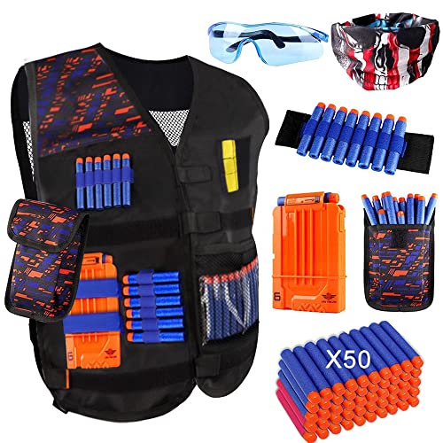 OFUN 56pcs Taktische Weste Jacke Set für Kinder, Tactical Vest Kit & 50 Darts & 1 Gesichtsschutz & 1 Schutzbrillen & 1 Armband & 1 Dartbeutel & Bullets Clip Magazin für N-Strike Elite Serie OFUN 56pcs Taktische Weste Jacke Set für Kinder, Tactical Vest Kit & 50 Darts & 1 Gesichtsschutz & 1 Schutzbrillen & 1 Armband & 1 Dartbeutel & Bullets Clip Magazin für N-Strike Elite Serie von OFUN