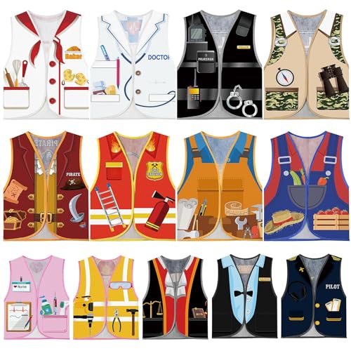 13 Stück Kinder Karriere Weste Kostüm, Rollenspiel-Kostüme für Jungen & Mädchen – Berufe wie Arzt, Feuerwehr, Pirat, Polizist, Pilot, Landwirt & mehr – Ideal für Fasching, Karneval, Motto-Party & Kind 13 Stück Kinder Karriere Weste Kostüm, Rollenspiel-Kostüme für Jungen & Mädchen – Berufe wie Arzt, Feuerwehr, Pirat, Polizist, Pilot, Landwirt & mehr – Ideal für Fasching, Karneval, Motto-Party & Kind von OGMBI