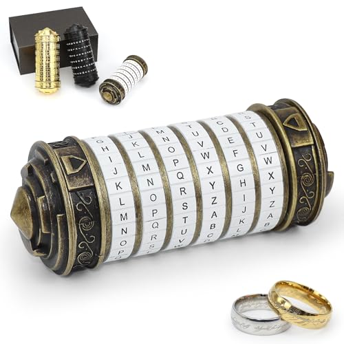 Da Vinci Cryptex Puzzle Box, Mini Cryptex Schloss mit Geheimfach, Zahlencode Box als Romantisches Geschenk zu Valentinstag, Jahrestag, Geburtstag für Partner & Paare (Weiß) von OGMBI