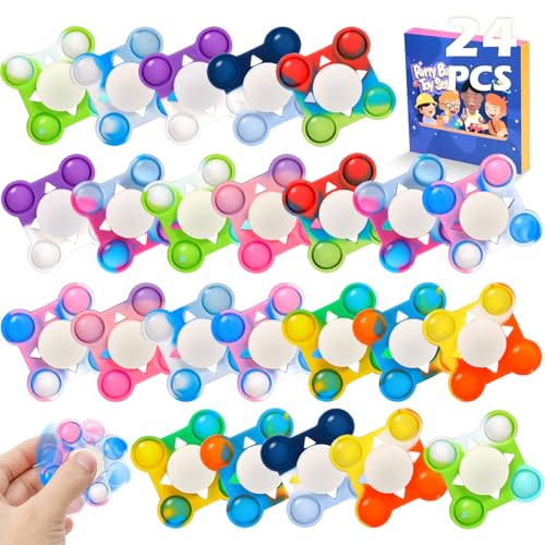 24 Stück Silikon Anti-Stress Finger Spinner für Kinder, Fidget Spinners Sensory Spielzeug Geschenke für Kinder Erwachsene Stress Relief Hand Spinner von OGNI ORA