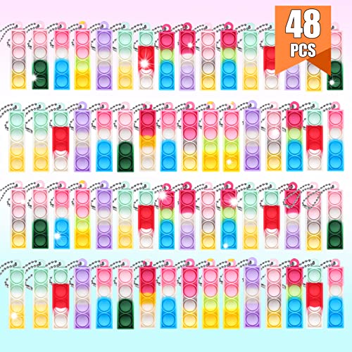 48 PCS Mini Pop Fidget It Spielzeug Schlüsselanhänger, Silikon Regenbogen Stressabbau Handspielzeug, Schreibtisch-Spielzeug Wrap Pop Stress Reliever für Kinder Erwachsene 48 PCS Mini Pop Fidget It Spielzeug Schlüsselanhänger, Silikon Regenbogen Stressabbau Handspielzeug, Schreibtisch-Spielzeug Wrap Pop Stress Reliever für Kinder Erwachsene von OGNI ORA