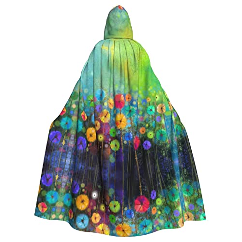 OGNOT Abstrakter Stil, bunte Blumen, Unisex-Kapuzenumhang, Länge mit Kapuze, Umhang, für Kostümparty, Festival, Event, Cosplay-Kostüme von OGNOT