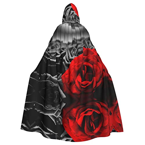 OGNOT Schwarze, weiße und rote Rosen, Unisex, Kapuzenumhang, für Umhang, Kostüm, Party, Festival, Event, Cosplay-Kostüme von OGNOT
