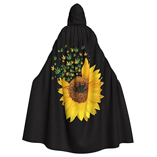 OGNOT Weed with Sunflower Unisex Hooded Cape,Length Hooded Robe Cloak,for Cape Costume Party Festival Event Cosplay Costumes von OGNOT