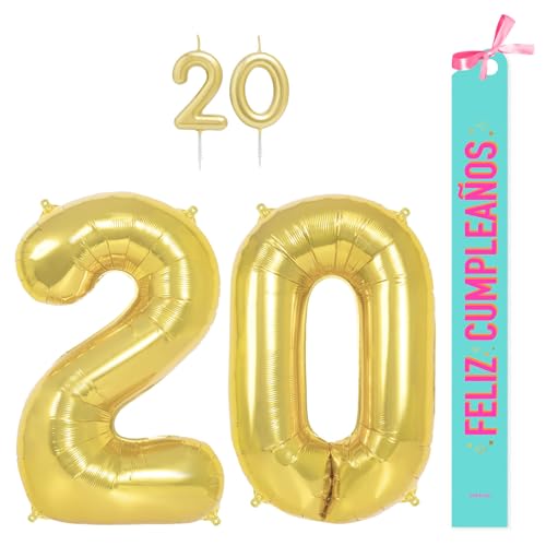 OH YEAH Dekorationsset zum 20. Geburtstag, goldfarben, Folienballons, 100 cm + Kerzen + Band zum Geburtstag – Party 18 20 30 40 50 60 70 80 90 Jahre – Mann und Frau – geeignet für Helio OH YEAH Dekorationsset zum 20. Geburtstag, goldfarben, Folienballons, 100 cm + Kerzen + Band zum Geburtstag – Party 18 20 30 40 50 60 70 80 90 Jahre – Mann und Frau – geeignet für Helio von OH YEAH