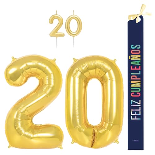 OH YEAH Dekorationsset zum 20. Geburtstag, goldfarben, Folienballons, 100 cm + Kerzen + Band zum Geburtstag – Party 18 20 30 40 50 60 70 80 90 Jahre – Mann und Frau – geeignet für Helio OH YEAH Dekorationsset zum 20. Geburtstag, goldfarben, Folienballons, 100 cm + Kerzen + Band zum Geburtstag – Party 18 20 30 40 50 60 70 80 90 Jahre – Mann und Frau – geeignet für Helio von OH YEAH