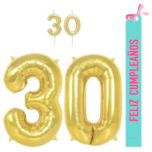 OH YEAH Dekorationsset zum 30. Geburtstag, goldfarben, Folienballons, 100 cm + Kerzen + Band zum Geburtstag – Party 18 20 30 40 50 60 70 80 90 Jahre – Mann und Frau – geeignet für Helio OH YEAH Dekorationsset zum 30. Geburtstag, goldfarben, Folienballons, 100 cm + Kerzen + Band zum Geburtstag – Party 18 20 30 40 50 60 70 80 90 Jahre – Mann und Frau – geeignet für Helio von OH YEAH