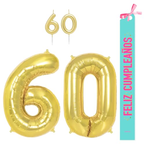 OH YEAH Dekorationsset zum 60. Geburtstag, goldfarben, Folienballons, 100 cm + Kerzen + Band zum Geburtstag – Party 18 20 30 40 50 60 70 80 90 Jahre – Mann und Frau – geeignet für Helio OH YEAH Dekorationsset zum 60. Geburtstag, goldfarben, Folienballons, 100 cm + Kerzen + Band zum Geburtstag – Party 18 20 30 40 50 60 70 80 90 Jahre – Mann und Frau – geeignet für Helio von OH YEAH