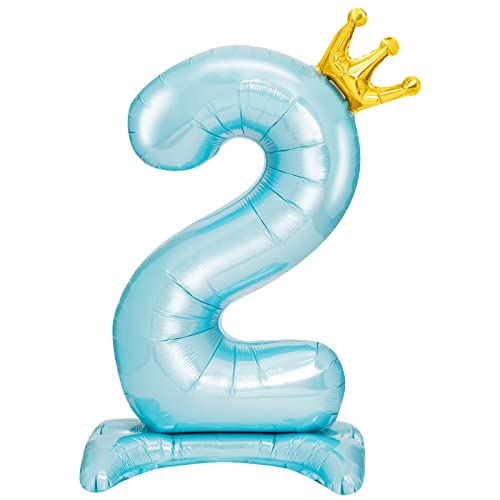 OH YEAH Fußballon, Nummer 2, blau, 105 cm, Zahl mit Krone, Kindergeburtstag, Zahlen 1, 2, 3, Luftballons zum ersten Geburtstag, Riesenballon mit Basis OH YEAH Fußballon, Nummer 2, blau, 105 cm, Zahl mit Krone, Kindergeburtstag, Zahlen 1, 2, 3, Luftballons zum ersten Geburtstag, Riesenballon mit Basis von OH YEAH