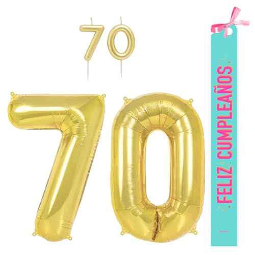 OH YEAH Geburtstagsdekorationsset, goldfarben, 100 cm + Kerzen + Band zum Geburtstag – Party 18 20 30 40 50 60 70 80 90 Jahre – Mann und Frau – geeignet für Helio OH YEAH Geburtstagsdekorationsset, goldfarben, 100 cm + Kerzen + Band zum Geburtstag – Party 18 20 30 40 50 60 70 80 90 Jahre – Mann und Frau – geeignet für Helio von OH YEAH