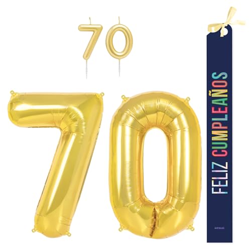 OH YEAH Geburtstagsdekorationsset, goldfarben, 100 cm + Kerzen + Band zum Geburtstag – Party 18 20 30 40 50 60 70 80 90 Jahre – Mann und Frau – geeignet für Helio OH YEAH Geburtstagsdekorationsset, goldfarben, 100 cm + Kerzen + Band zum Geburtstag – Party 18 20 30 40 50 60 70 80 90 Jahre – Mann und Frau – geeignet für Helio von OH YEAH