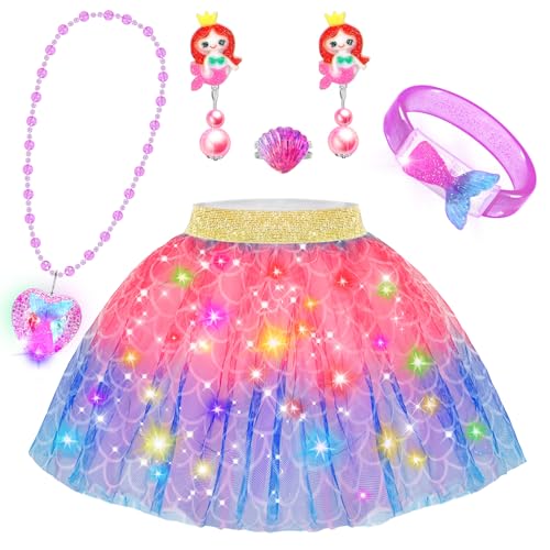 Prinzessinnen-Kostüm für Mädchen im Alter von 4 bis 6 Jahren, leuchtender Rock mit Armband, Halskette, Spielzeug für Kleinkinder von 3 bis 6 Jahren, Spielzeug für Kinder im Alter von 3 4 5 6 Jahren Prinzessinnen-Kostüm für Mädchen im Alter von 4 bis 6 Jahren, leuchtender Rock mit Armband, Halskette, Spielzeug für Kleinkinder von 3 bis 6 Jahren, Spielzeug für Kinder im Alter von 3 4 5 6 Jahren von OHARLOBE