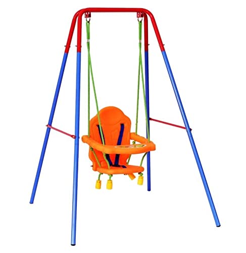 3-in-1-Schaukel für Babys, verstellbarer Sitz, Kinderschaukel mit Schaukelsitz, anpassbarer Babyschaukel, mit Rückenlehne und Befestigungsgurt (Orange) von OHMG