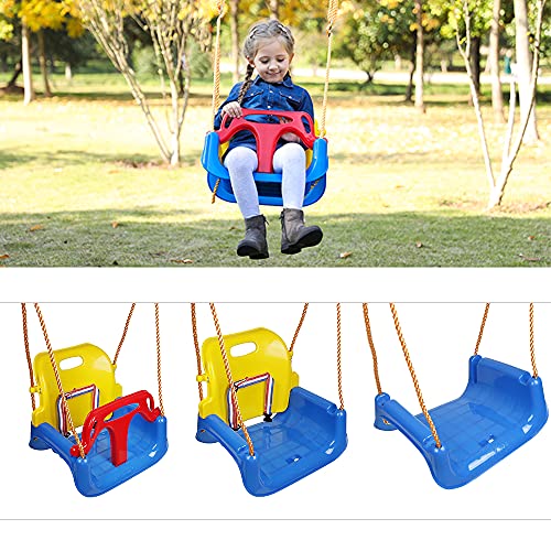 3-in-1-Schaukel für Kinder, verstellbarer Sitz, Schaukelgestell für Kinder mit Schaukelsitz, Armlehne und Sicherheitsgurt, Gartenschaukel für Babys (blau) von OHMG