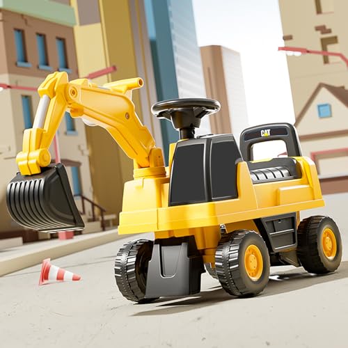 Bagger Kinder 3 Jahre,Bagger sandkasten,Kinderfahrzeug,geeignet als Sandspielzeug und für das Kinderzimmer,Baggerfahrzeug zum Sitzen bis 50 kg,für Kinder ab 2 Jahren,Gelb (50 * 30 * 60cm) von OHMG