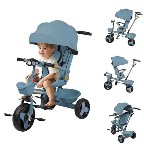 OHMG 5-in-1 Baby-Dreirad, skalierbar, Kinderwagen mit Schiebegriff, abnehmbarem Baldachin, 5-Punkt-Sicherheitsgurt, Aufbewahrung, Fußstütze, Bremse, für Kinder von 1 bis 5 Jahren OHMG 5-in-1 Baby-Dreirad, skalierbar, Kinderwagen mit Schiebegriff, abnehmbarem Baldachin, 5-Punkt-Sicherheitsgurt, Aufbewahrung, Fußstütze, Bremse, für Kinder von 1 bis 5 Jahren von OHMG