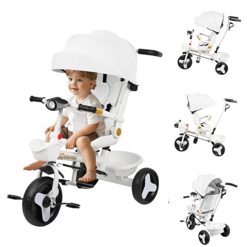 OHMG 5-in-1 Baby-Dreirad, skalierbar, Kinderwagen mit Schiebegriff, abnehmbarem Baldachin, 5-Punkt-Sicherheitsgurt, Aufbewahrung, Fußstütze, Bremse, für Kinder von 1 bis 5 Jahren OHMG 5-in-1 Baby-Dreirad, skalierbar, Kinderwagen mit Schiebegriff, abnehmbarem Baldachin, 5-Punkt-Sicherheitsgurt, Aufbewahrung, Fußstütze, Bremse, für Kinder von 1 bis 5 Jahren von OHMG