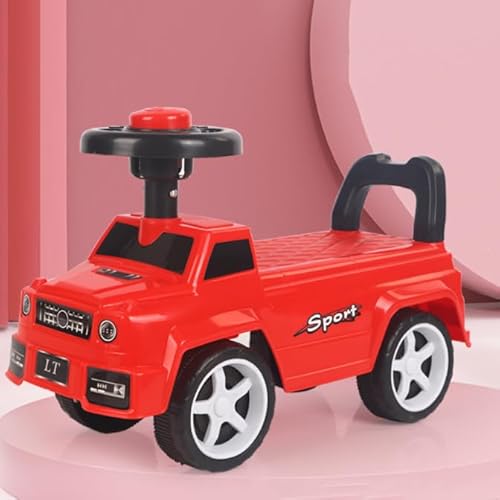 OHMG Rutschauto,Rutscher auf Rollen für Kinder,Kinderfahrzeug,Rutschfahrzeug,Babyrutscher,Spielzeug ab 18 Monaten,mit Sicherheits-Lenkrad und Hupe,Gehhilfe,Laufauto (Rot-48x22x34cm) von OHMG