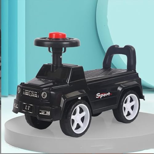 OHMG Rutschauto,Rutscher auf Rollen für Kinder,Kinderfahrzeug,Rutschfahrzeug,Babyrutscher,Spielzeug ab 18 Monaten,mit Sicherheits-Lenkrad und Hupe,Gehhilfe,Laufauto (Schwarz-48x22x34cm) von OHMG