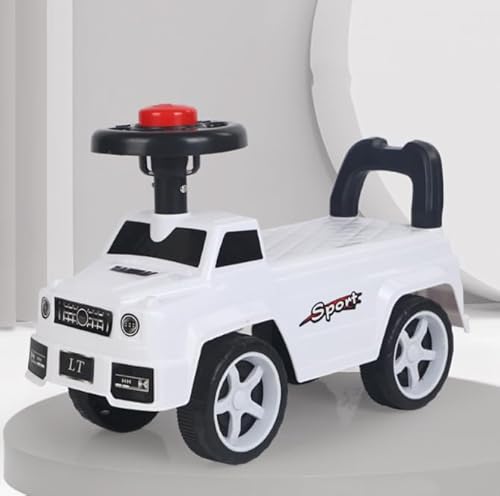 OHMG Rutschauto,Rutscher auf Rollen für Kinder,Kinderfahrzeug,Rutschfahrzeug,Babyrutscher,Spielzeug ab 18 Monaten,mit Sicherheits-Lenkrad und Hupe,Gehhilfe,Laufauto (Weiß-48x22x34cm) von OHMG