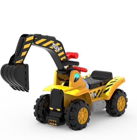 OHMG Sitzbagger mit eingebautem Ablagefach,Bagger Kinder,Kinderbagger mit Horn,Sandbagger,Rutscher Bagger,Schaufelbagger, Aufsitzbagger für Kinder ab 3 Jahren (89 * 32 * 45cm) von OHMG
