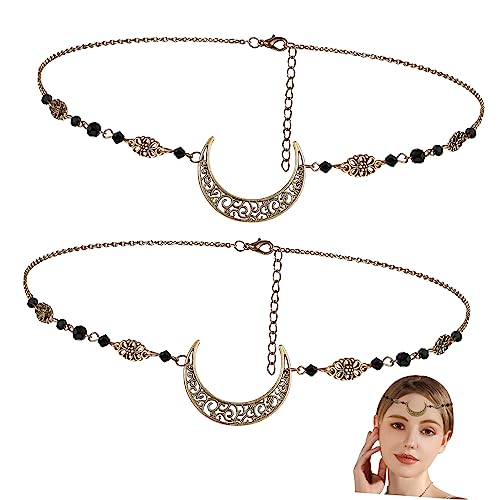 OHPHCALL 2 Stück Kopfketten Mit Ausgehöltem Mondanhänger Und Kristall Elegante Haarschmuck Kopfbedeckungen Für Frauen Und Mädchen Ideal Für Festivals Und Besondere Anlässe OHPHCALL 2 Stück Kopfketten Mit Ausgehöltem Mondanhänger Und Kristall Elegante Haarschmuck Kopfbedeckungen Für Frauen Und Mädchen Ideal Für Festivals Und Besondere Anlässe von OHPHCALL