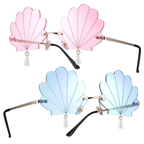 OHPHCALL 2Stücke Muschel Sonnenbrille für Damen Lustige Rave Sonnenbrillen für Partys Festivals und Karneval Robustes PC Material Modisches Design mit Anhänger OHPHCALL 2Stücke Muschel Sonnenbrille für Damen Lustige Rave Sonnenbrillen für Partys Festivals und Karneval Robustes PC Material Modisches Design mit Anhänger von OHPHCALL