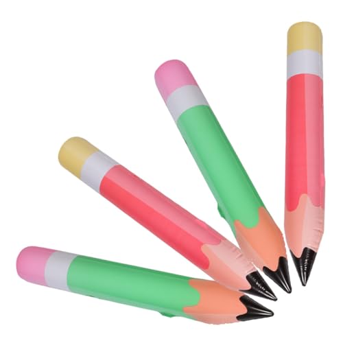 OHPHCALL 4 Stück Teiliges Aufblasbares Bleistift aus Robustem PVC Langlebige Schulanfang Dekoration Einfach Aufzuhängen Bunte Party Deko für Klassenzimmer und Geburtstagsfeiern von OHPHCALL