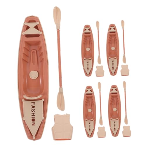 OHPHCALL 5 Sätze Mini Kajak mit Paddeln und Rettungsweste Plastisches Bootsspielzeug für Outdoor Bootsfigurine Vielseitiges Deko und Wasserspielzeug für und Puppenhaus von OHPHCALL