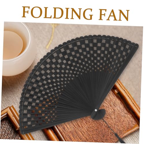 OHPHCALL Schwarzer Faltbarer Handfächer Traditioneller Japanischer Stil Leicht Elegant Handgefertigt für Tanzaufführungen Hochzeit Partydekoration Damen und Herren Geeignet von OHPHCALL