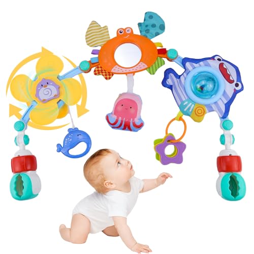 OHWODA Baby Spielzeug Kinderwagen Spielzeug für Spielbogen Baby 0-12 Monate Hängend Sensory Spielzeug mit Babyrassel Baby-Kinderbett-Zubehör für Kinderwagen (Krabbe) von OHWODA