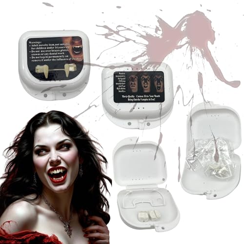 OHYER Vampir zähne Falsche Zähne Zahnersatz Zahn zahnschmuck Fangs Gefälschte Zähne für Halloween Party Reparatur für Cosplay Party Requisiten Party Horror Requisite Makeup DIY Ersatz (Dehnbar) von OHYER