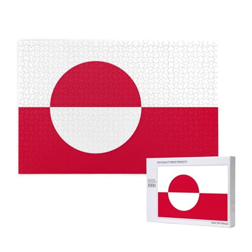 1000 Puzzles für Erwachsene, Motiv: Grönland-Flagge, herausfordernde Puzzles, perfekt für Spieleabende, fertige Puzzle-Größen von 29,5 x 19,7 cm von OIBNKCN