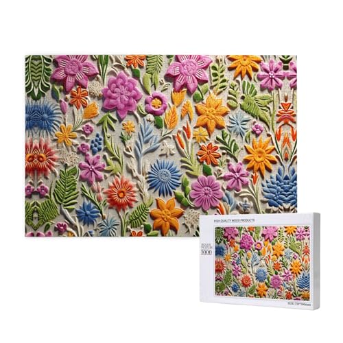 1000 Puzzles für Erwachsene, buntes Blumenmuster, anspruchsvolle Puzzles, perfekt für Spieleabende, fertige Puzzle-Größen von 29,5 x 19,7 cm von OIBNKCN
