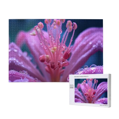 1000 Puzzles für Erwachsene, mit Tau gefüllte Lilienblüten, herausforderndes Puzzlespiel, perfekt für Spieleabende, komplette Puzzle-Größen von 75 x 50 cm von OIBNKCN