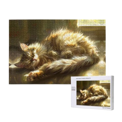 A Little Cat Resting 1000 Puzzles für Erwachsene, anspruchsvolle Puzzles, perfekt für Spieleabende, fertige Puzzle-Größen von 29,5 x 19,7 cm von OIBNKCN