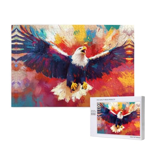 A Majestic Colorful Eagle 1000 Erwachsenen-Puzzles – herausfordernde Puzzles, perfekt für Spielabende – fertige Puzzle-Größen von 29,5 x 19,7 cm von OIBNKCN
