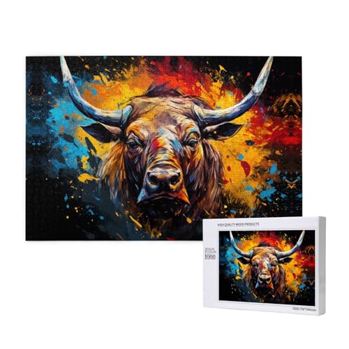A Majestic Rhinoceros 1000 Puzzles für Erwachsene, herausfordernde Puzzles, perfekt für Spieleabende, fertige Puzzle-Größen von 29,5 x 19,7 cm von OIBNKCN