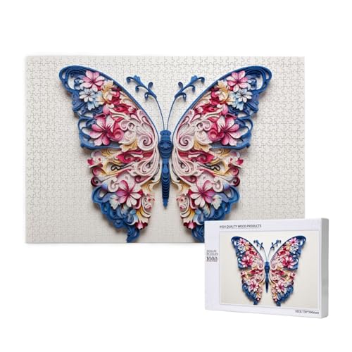 Abstrakte farbige Schmetterlinge 1000 Erwachsenen-Puzzles – herausfordernde Puzzles, perfekt für Spielabende – fertige Puzzle-Größen von 29,5 x 19,7 cm von OIBNKCN