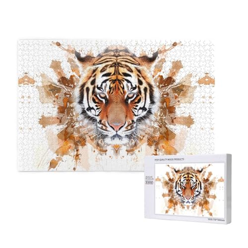 African Tiger 1000 Puzzles für Erwachsene, herausfordernde Puzzles, perfekt für Spieleabende, fertige Puzzle-Größen von 29,5 x 19,7 cm von OIBNKCN