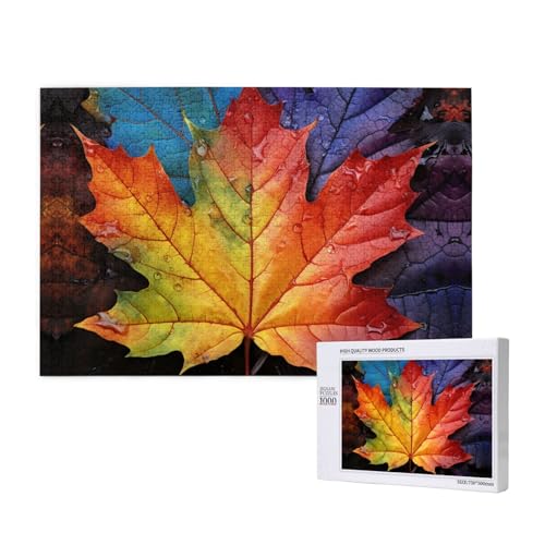 Ahornblätter mit Tau 1000 Puzzles für Erwachsene, herausfordernde Puzzles, perfekt für Spieleabende, fertige Puzzle-Größen von 29,5 x 19,7 cm Ahornblätter mit Tau 1000 Puzzles für Erwachsene, herausfordernde Puzzles, perfekt für Spieleabende, fertige Puzzle-Größen von 29,5 x 19,7 cm von OIBNKCN