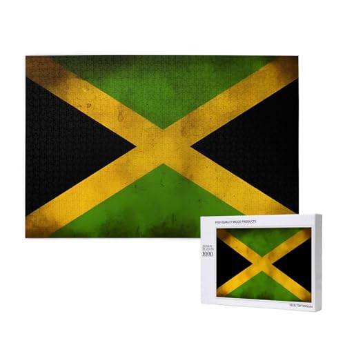 Alte Jamaikanische Flagge, 1000 Erwachsenenpuzzles, anspruchsvolle Puzzles, perfekt für Spieleabende, fertige Puzzle-Größen von 29,5 x 19,7 cm von OIBNKCN